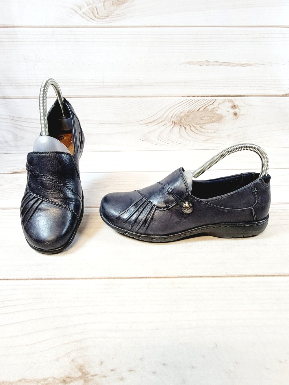 Cobb Hill by New Balance Paulette Leather Flat Navy Blue Loafer Wo's 6.5W Shoes